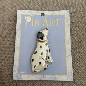 NEW but Rare Vintage 80's By Ganz Pin Art Brooch Ceramic Dog Painted Pin
